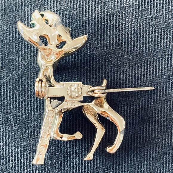Vintage Gold Tone Gerrys Reindeer Christmas  Pin Cute! - Picture 5 of 8